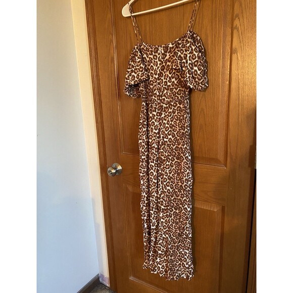 Women’s Zimmermann Animal Print Square Neckline Jumpsuit Off The Shoulder Sz 4-6 - Picture 3 of 7